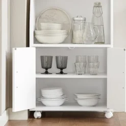 SoBuy Køkkenvogn med 2 skuffer i hvid 55x38x84cm, moderne FRG241-W
