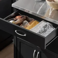 SoBuy Køkkenvogn med 1 skuffe i sort 60x44.5x91cm, funktionel FKW22-SCH