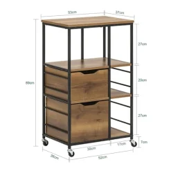 SoBuy Køkkenvogn med 2 skuffer i mørkebrun 53x37x89cm, industriel FKW111-PF