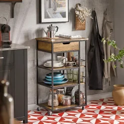 SoBuy Køkkenvogn med 1 skuffe i træ 50x37x87cm, vintage FKW99-N