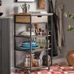 SoBuy Køkkenvogn med 1 skuffe i træ 50x37x87cm, vintage FKW99-N