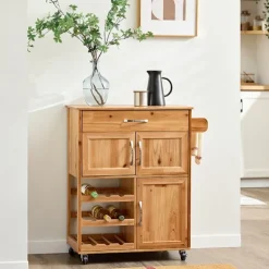 SoBuy Køkkenvogn med 1 skuffe i naturlig 75x38x86cm, vintage FKW45-N