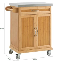 SoBuy Køkkenvogn med 1 skuffe i træ 75x45.7x91cm, moderne FKW13-N