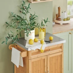 SoBuy Køkkenvogn med 1 skuffe i træ 75x45.7x91cm, moderne FKW13-N
