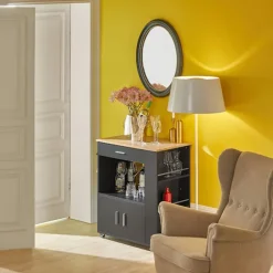 SoBuy Køkkenvogn med 1 skuffe i sort 75x46x88cm, funktionel FKW113-SCH