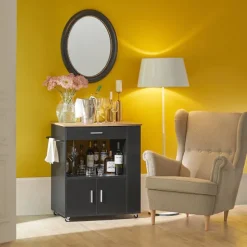 SoBuy Køkkenvogn med 1 skuffe i sort 75x46x88cm, funktionel FKW113-SCH