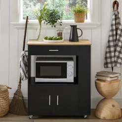 SoBuy Køkkenvogn med 1 skuffe i sort 75x46x88cm, funktionel FKW113-SCH
