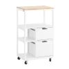 SoBuy Køkkenvogn med 2 skuffer i træ 53x37x89.5cm, industriel FKW111-WN