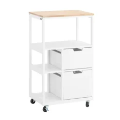SoBuy Køkkenvogn med 2 skuffer i træ 53x37x89.5cm, industriel FKW111-WN