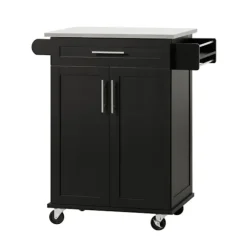 SoBuy Køkkenvogn med 1 skuffe i sort 78x46x90cm, funktionel FKW110-SCH
