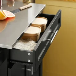SoBuy Køkkenvogn med 1 skuffe i sort 78x46x90cm, funktionel FKW110-SCH