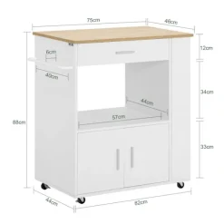 SoBuy Køkkenvogn med 1 skuffe i hvid 75x46x88cm, funktionel FKW113-WN