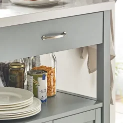 SoBuy Køkkenvogn med 1 skuffe i lysegrå 60x44.5x91cm, moderne FKW22-HG