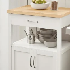 SoBuy Køkkenvogn med 1 skuffe i hvid 60x44.5x91.5cm, funktionel FKW22-WN