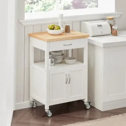 SoBuy Køkkenvogn med 1 skuffe i hvid 60x44.5x91.5cm, funktionel FKW22-WN