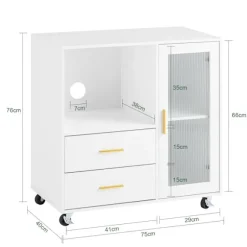 SoBuy Kontormøbel med 2 skuffer i hvid 75x40x75.5cm, moderne ASK09-W