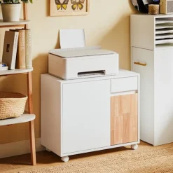 SoBuy Kontormøbel med 1 skuffe i træ 65x35x58cm, moderne ASK04-WN