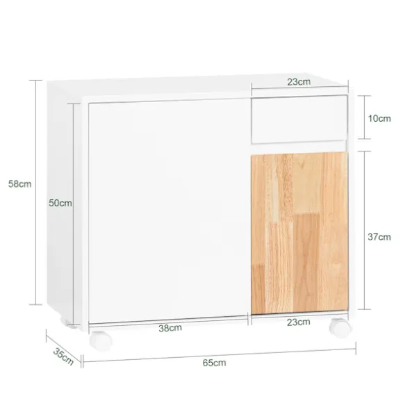 SoBuy Kontormøbel med 1 skuffe i træ 65x35x58cm, moderne ASK04-WN