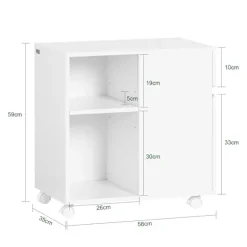 SoBuy Kontormøbel med 1 skuffe i hvid 58x35x59.3cm, moderne ASK05-W