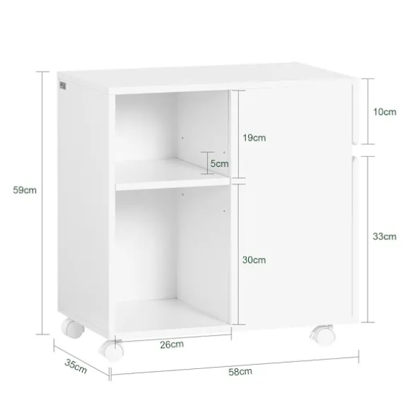 SoBuy Kontormøbel med 1 skuffe i hvid 58x35x59.3cm, moderne ASK05-W