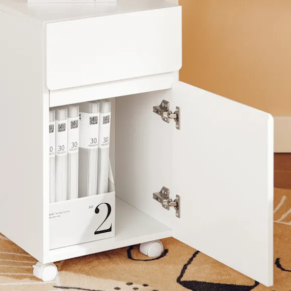 SoBuy Kontormøbel med 1 skuffe i hvid 58x35x59.3cm, moderne ASK05-W