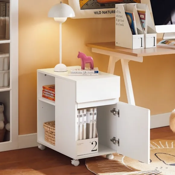 SoBuy Kontormøbel med 1 skuffe i hvid 58x35x59.3cm, moderne ASK05-W