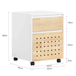 SoBuy Kontormøbel med 2 skuffer i træ 45x45x59cm, moderne ASK06-WN
