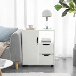 SoBuy Kontormøbel med 2 skuffer i hvid 60x35x70cm, moderne FBT105-W