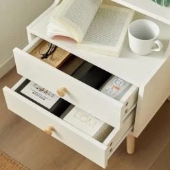 SoBuy lave opholdsborde opholdsborde med vitrinlåger FBT100-W White