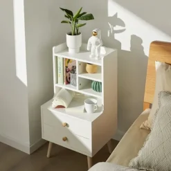 SoBuy lave opholdsborde opholdsborde med vitrinlåger FBT100-W White