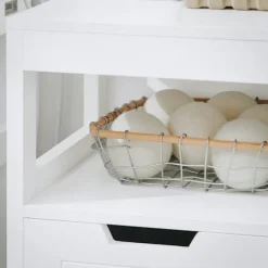SoBuy Lavt badeværelsesskab med 1 hylde i hvid 30x30x89cm, funktionel BZR122-W