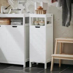 SoBuy Lavt badeværelsesskab med 1 hylde i hvid 30x30x89cm, funktionel BZR122-W