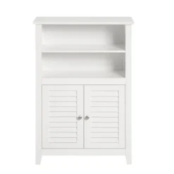 SoBuy Lavt badeværelsesskab med 2 døre i hvid 60x25.5x90cm, klassisk BZR13-W