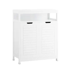 SoBuy Lavt badeværelsesskab med 2 døre i hvid 70x35x89cm, moderne BZR121-W