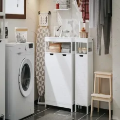 SoBuy Lavt badeværelsesskab med 2 døre i hvid 70x35x89cm, moderne BZR121-W