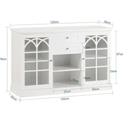 SoBuy Lavt skab med 2 skuffer i hvid 120x39x78cm, moderne FSB79-W