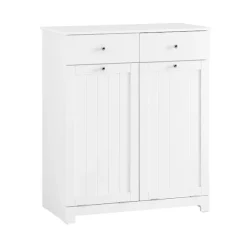 SoBuy Linnedskab med 2 skuffer i hvid 78x38x90cm, funktionel BZR33-II-W