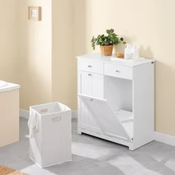 SoBuy Linnedskab med 2 skuffer i hvid 78x38x90cm, funktionel BZR33-II-W