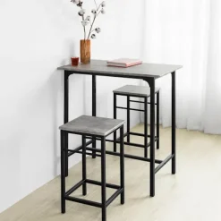 SoBuy lysegrå bord med 2 skamler med pladsbesparende 80x50x87cm, industriel OGT10-HG