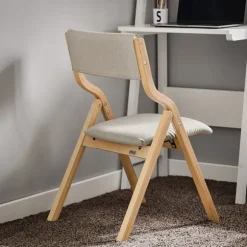 SoBuy lysegrå klapstol med sammenklappeligt og polstret sæde og polstret ryglæn 60x48x78cm FST40-HG