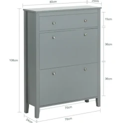 SoBuy lysegrå skoskab med 1 skuffe 24.99x80.01x108cm, moderne FSR89-HG
