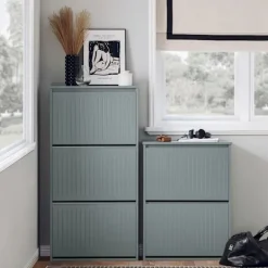 SoBuy lysegrå skoskab med 3 døre 26.01x61.01x119.99cm, funktionel FSR165-H-HG
