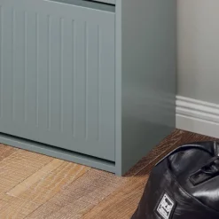SoBuy lysegrå skoskab med 3 døre 26.01x61.01x119.99cm, funktionel FSR165-H-HG