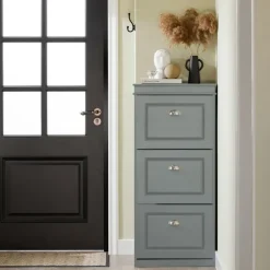 SoBuy lysegrå skoskab med 3 døre 24x53.01x116.99cm, moderne FSR94-HG