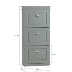 SoBuy lysegrå skoskab med 3 døre 24x53.01x116.99cm, moderne FSR94-HG
