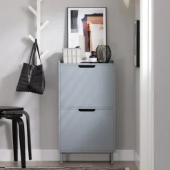 SoBuy lysegrå skoskab med 4 døre 19x50.01x89.99cm, moderne FSR151-HG