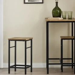 SoBuy mørkebrun bord med 2 skamler med pladsbesparende 80x50x87cm, industriel OGT10-PF