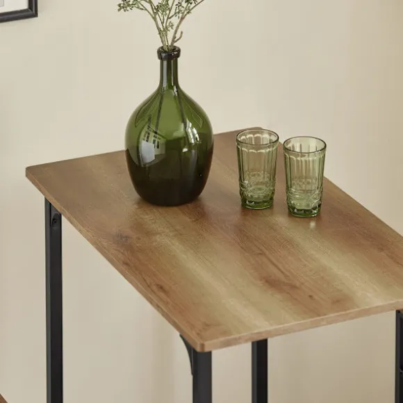SoBuy mørkebrun bord med 2 skamler med pladsbesparende 80x50x87cm, industriel OGT10-PF