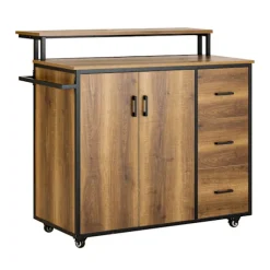 SoBuy mørkebrun køkkenø med hjul 106x49x105cm, industriel KNL02-PF