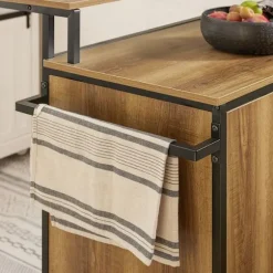 SoBuy mørkebrun køkkenø med hjul 106x49x105cm, industriel KNL02-PF